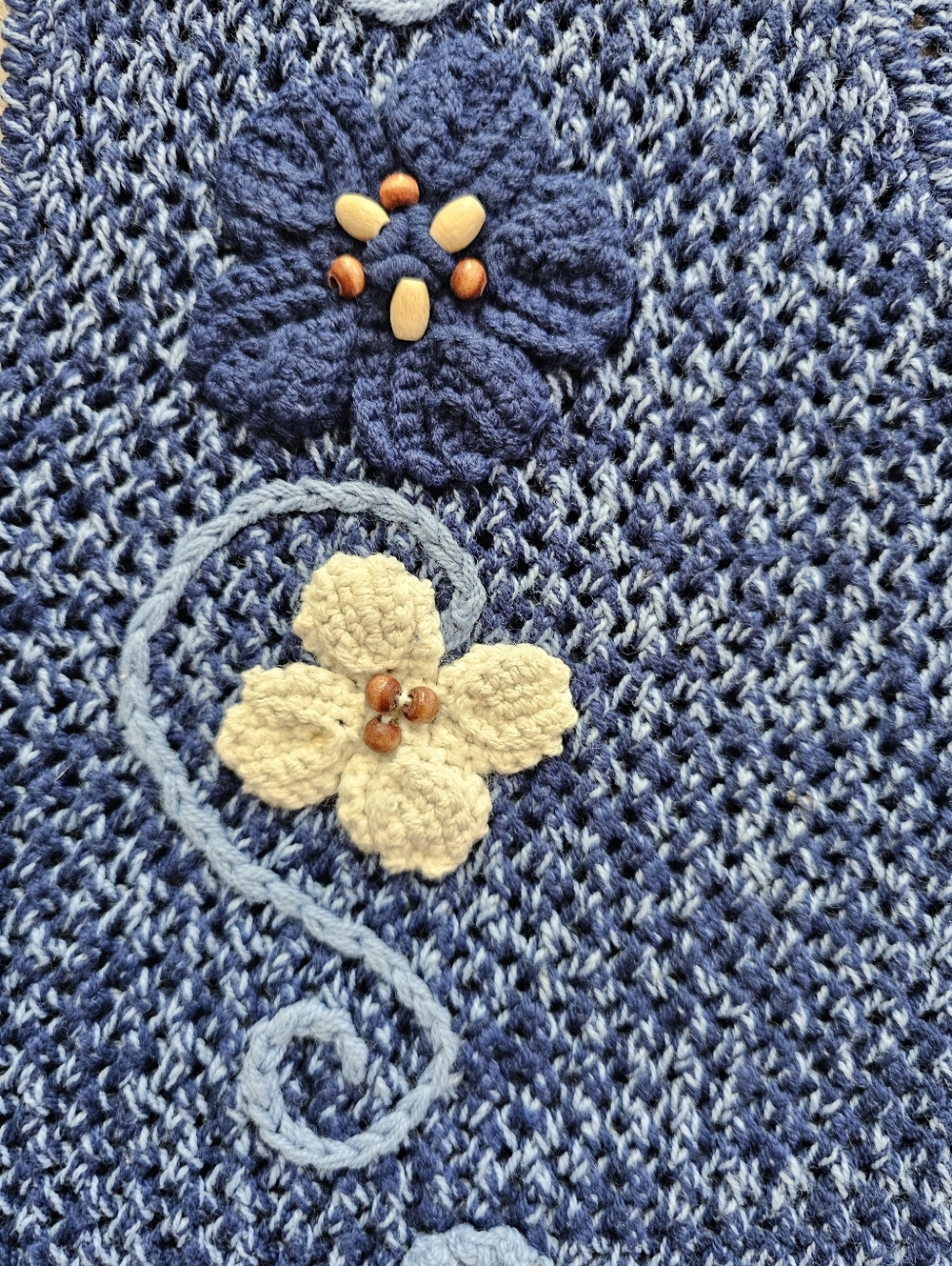 Vintage 90s Floral Embroidered Sweater Vest Blue Cottagecore Grandmacore, Small - Picture 6 of 12